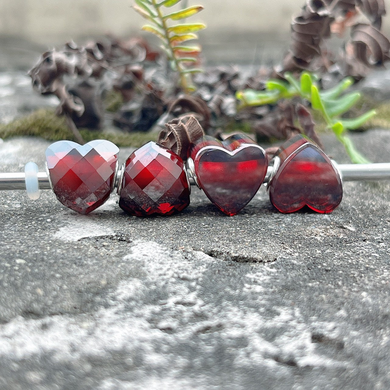 Heart Garnet Bead