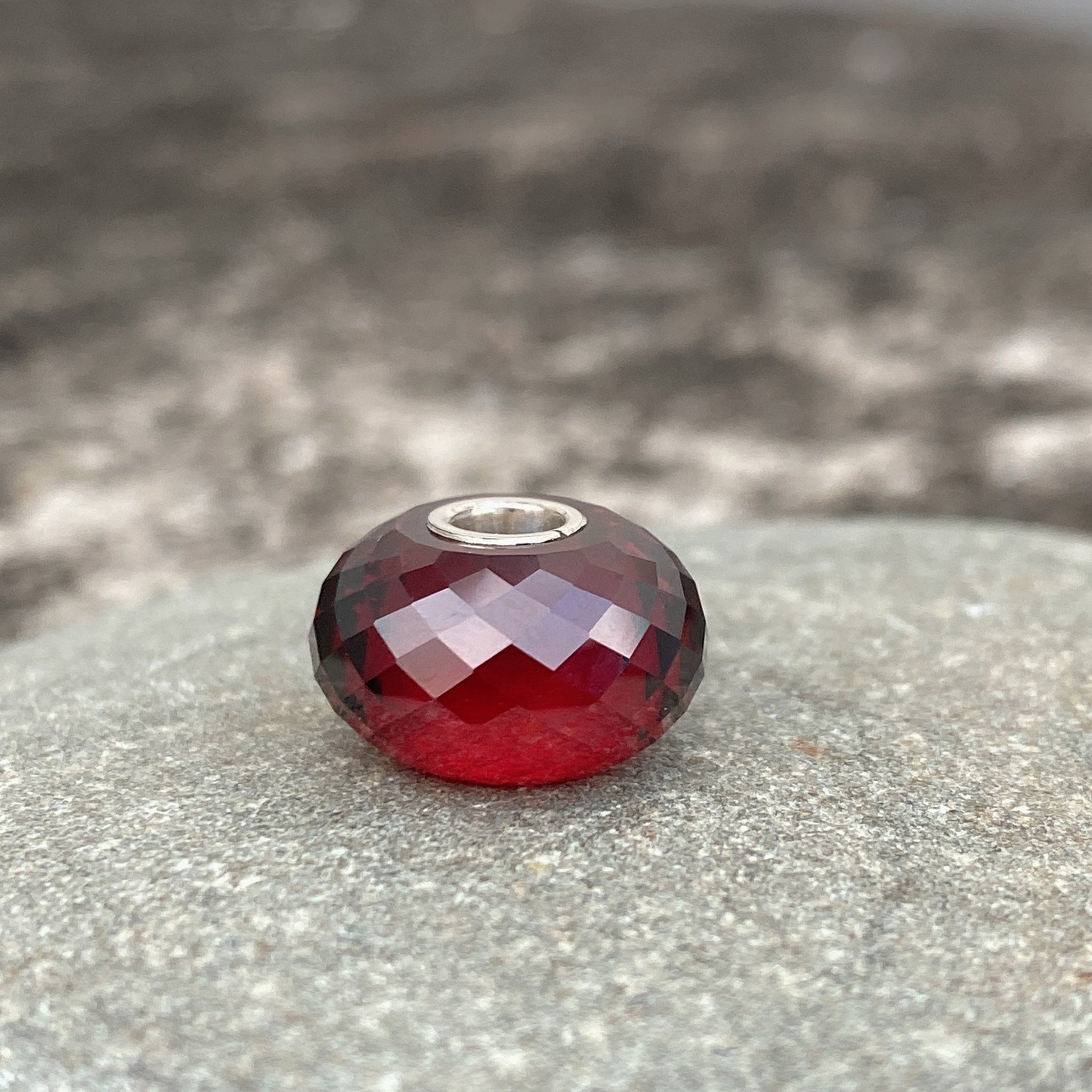 Deep Red Garnet Bead Silver Core