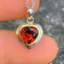 Heart Garnet Necklace 14K Gold Bezel