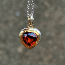 Heart Garnet Necklace 14K Gold Bezel