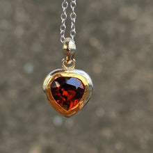 Heart Garnet Necklace 14K Gold Bezel