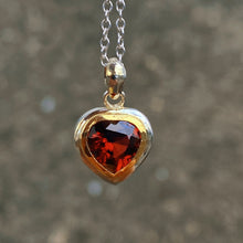 Heart Garnet Necklace 14K Gold Bezel