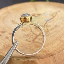 Labradorite Ring 14K Gold Setting Random Texture Band