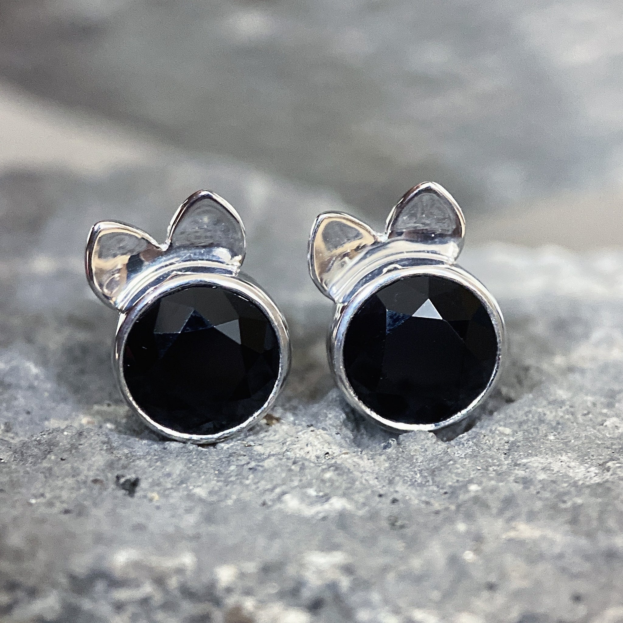 Cute Black Onyx Earrings Animal Design