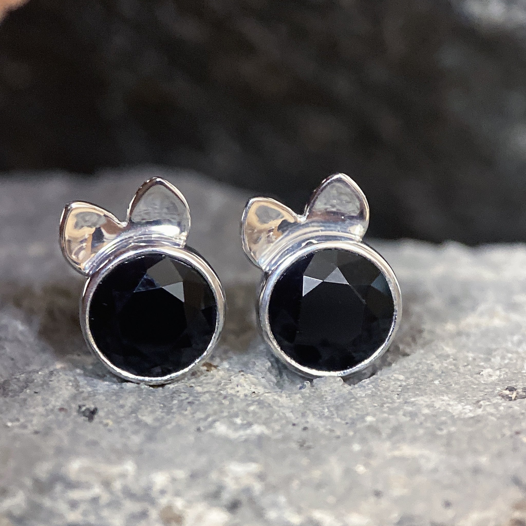 Cute Black Onyx Earrings Animal Design