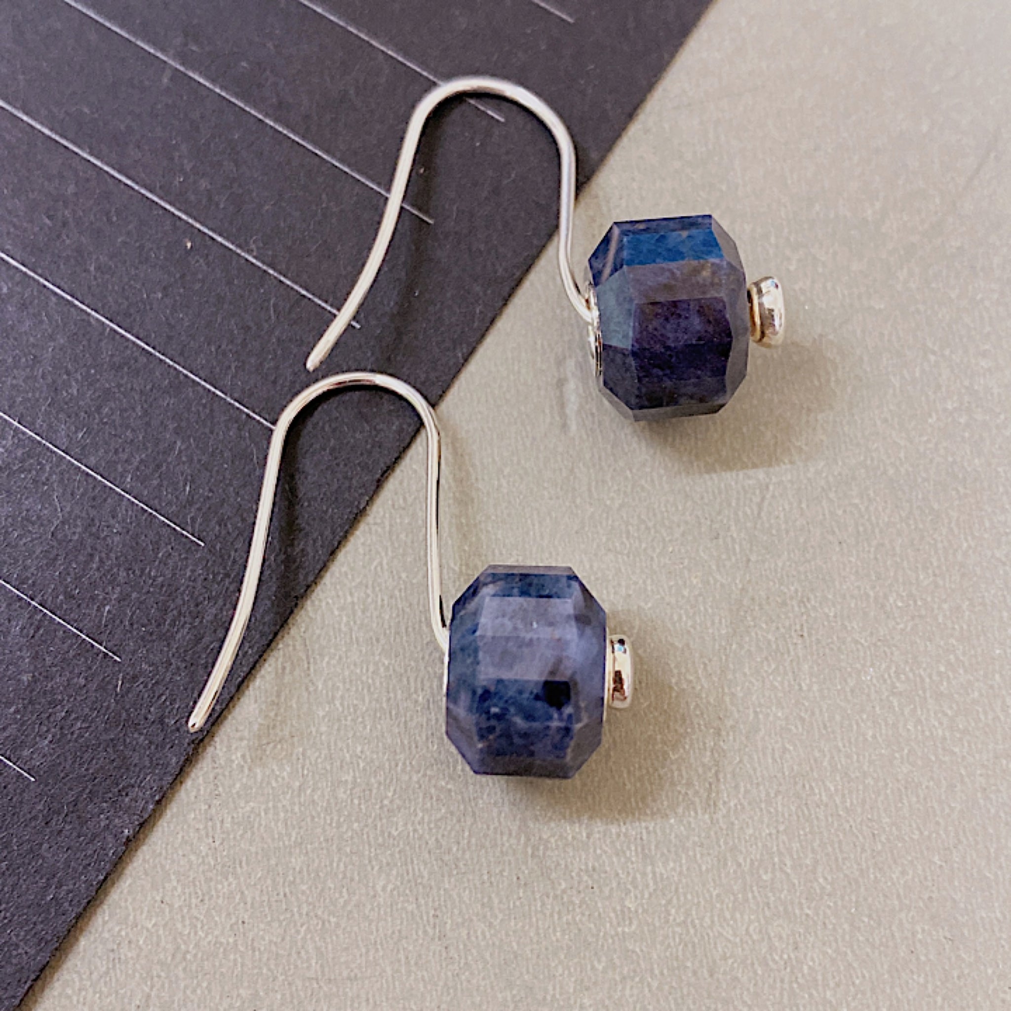 Natural Sapphire Bead Earrings Spinner