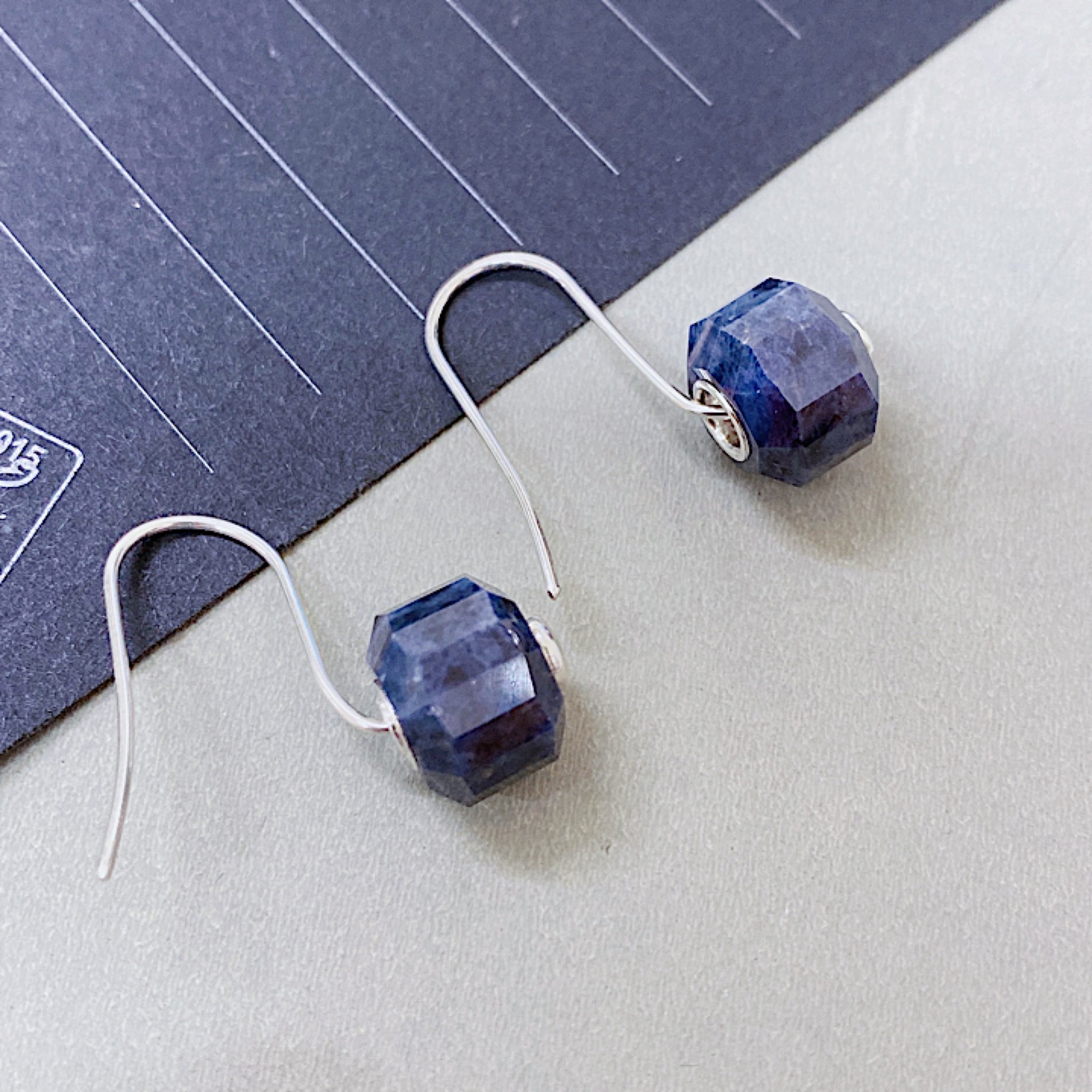 Natural Sapphire Bead Earrings Spinner