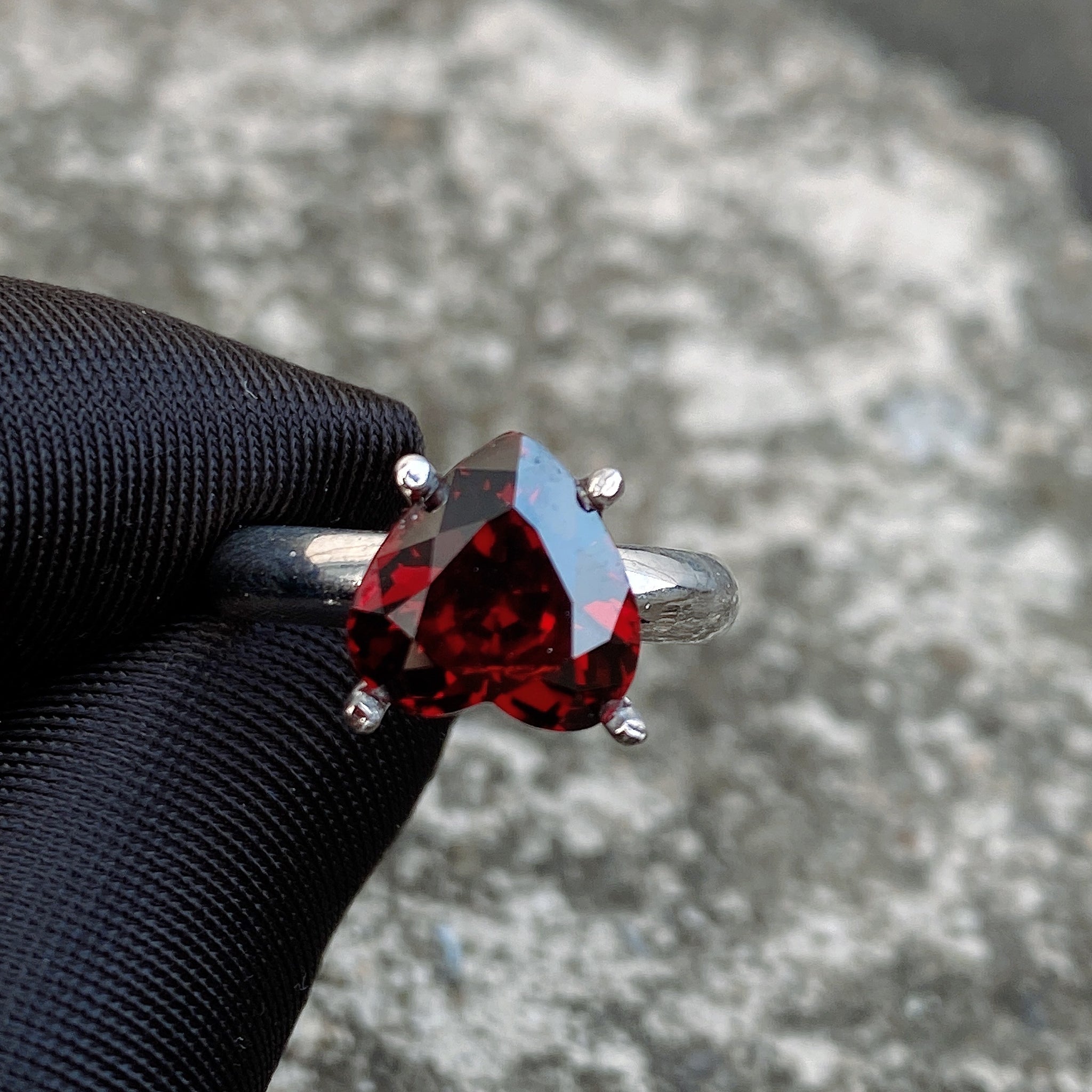 Heart Garnet Ring