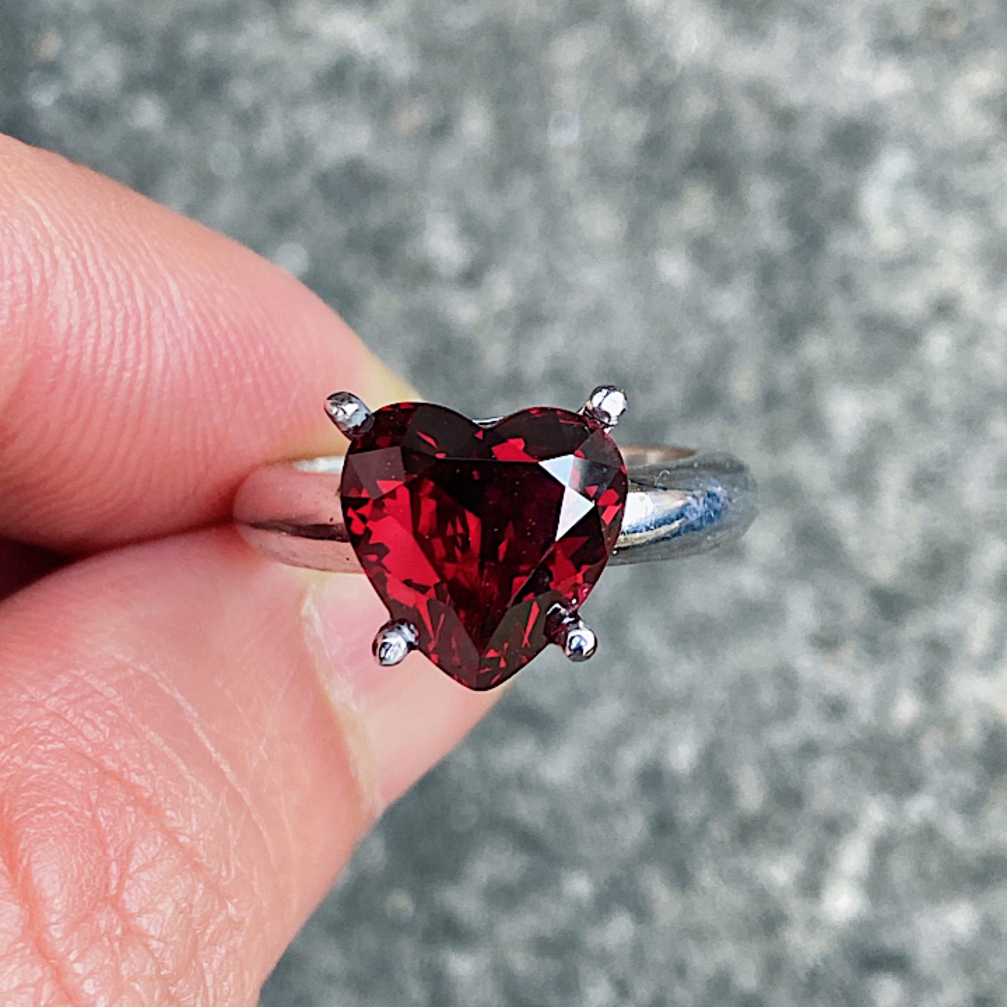 Heart Garnet Ring