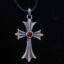 Cross Necklace Garnet