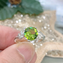 Peridot Ring Tree Leaves Band