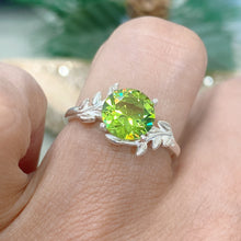 Peridot Ring Tree Leaves Band