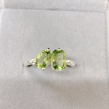 Two Stone Ring, Natural Peridot Stone