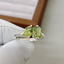 Two Stone Ring, Natural Peridot Stone