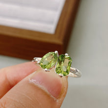 Two Stone Ring, Natural Peridot Stone