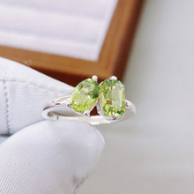 Two Stone Ring, Natural Peridot Stone