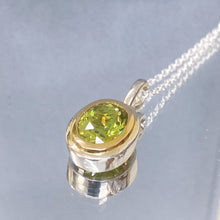 Peridot Necklace 14K Gold Bezel