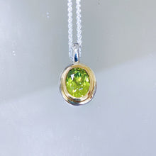 Peridot Necklace 14K Gold Bezel