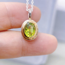 Peridot Necklace 14K Gold Bezel