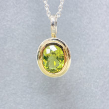 Peridot Necklace 14K Gold Bezel