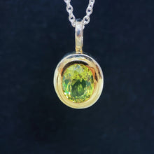 Peridot Necklace 14K Gold Bezel