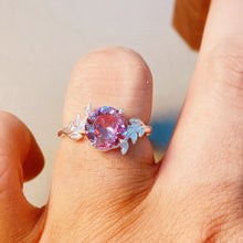 Alexandrite Ring Tree Leaves Band