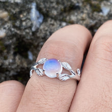 Natural Moonstone Ring Tree Leaves Band