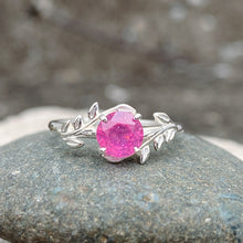 Ruby Ring Tree Leaves Band