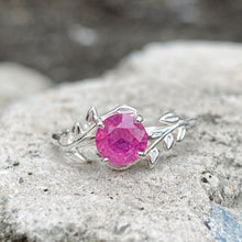 Ruby Ring Tree Leaves Band