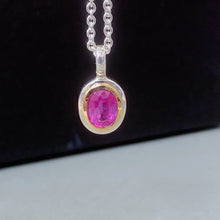 Pink Ruby Necklace 14K Gold Bezel