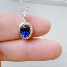 Blue Sapphire Necklace 14 Gold Bezel