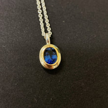 Blue Sapphire Necklace 14 Gold Bezel