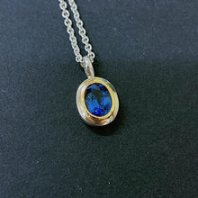 Blue Sapphire Necklace 14 Gold Bezel
