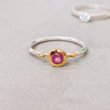 Pink Ruby Ring 10K Gold Setting With Gold Dots