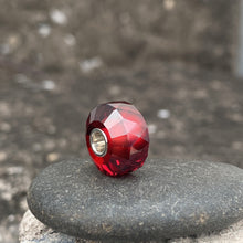 Red Garnet Bead Silver Core Cylinder Shape