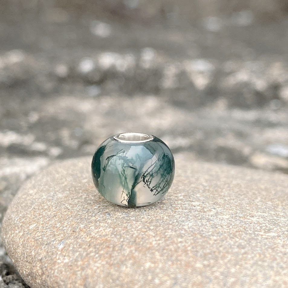 Moss Agate Bead Smooth Small Size