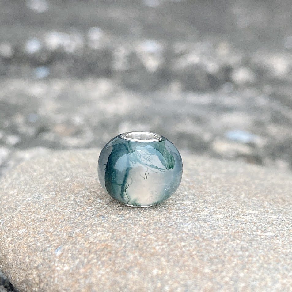 Moss Agate Bead Smooth Small Size