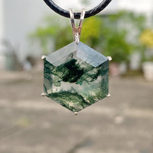 Moss Agate Necklace Large Pendant