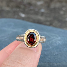 Natural Garnet Ring 14K Gold Bezel