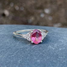 Pink Tourmaline Ring White Gold Band