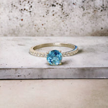 Topaz Ring with Moissanite-Enhanced Band