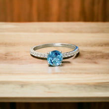 Topaz Ring with Moissanite-Enhanced Band
