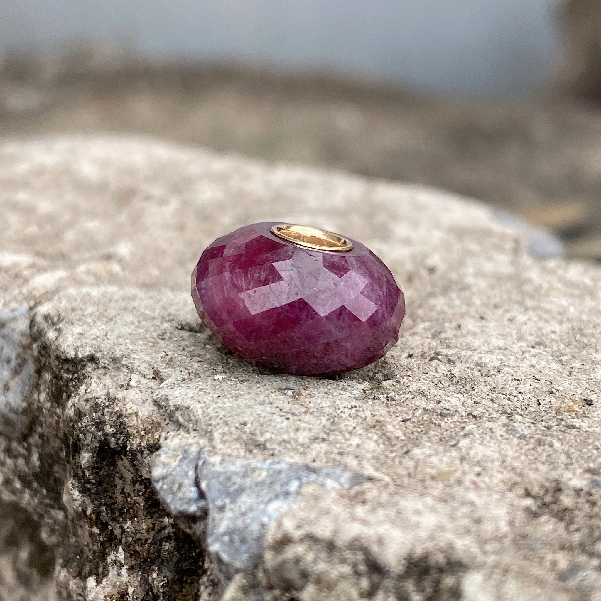 Natural Ruby Bead 14K Gold Core