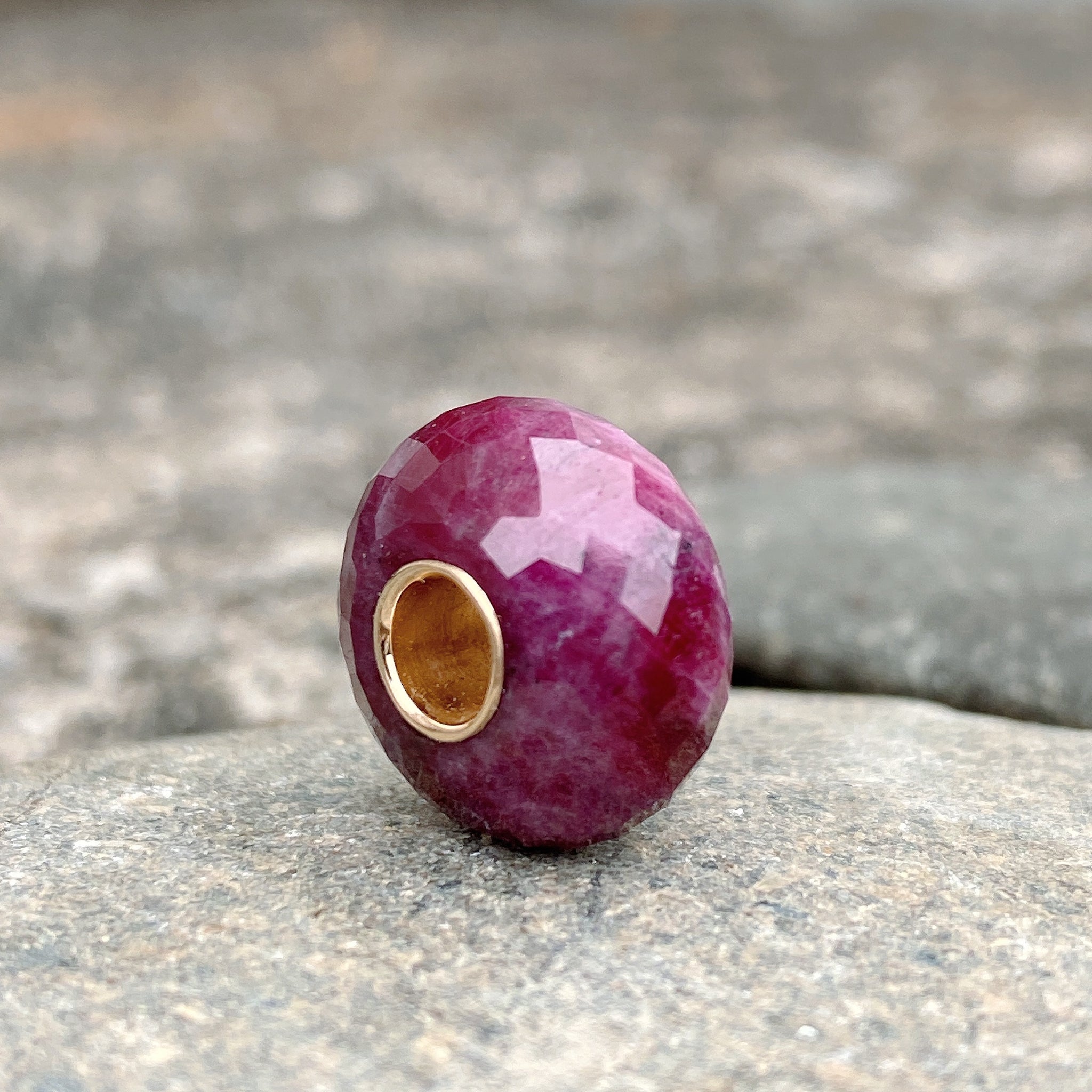 Natural Ruby Bead 14K Gold Core