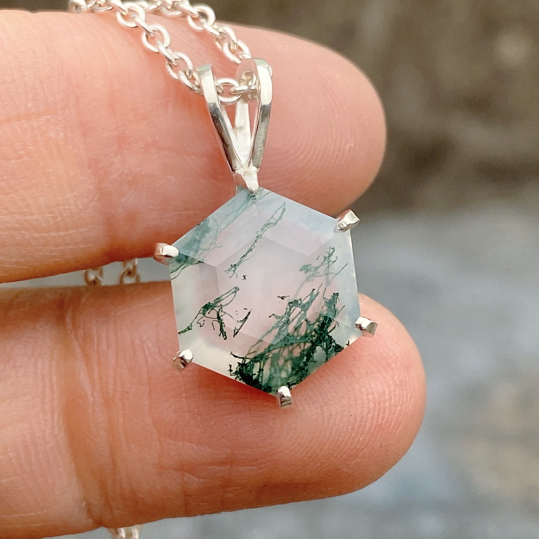 Natural Moss Agate Necklace