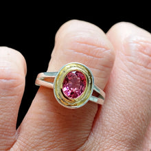 Pink Tourmaline Ring 14K Gold and S925 Silver Bezel