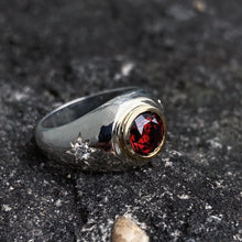 Signet Ring Garnet 10K Gold Setting