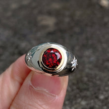 Signet Ring Garnet 10K Gold Setting