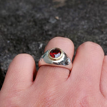 Signet Ring Garnet 10K Gold Setting