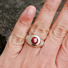 Signet Ring Garnet 10K Gold Setting